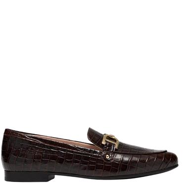 CLARKS WOMENS LEATHER LOAFER - BROWN